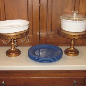Cake Stand Metal Golden Bronze Tone